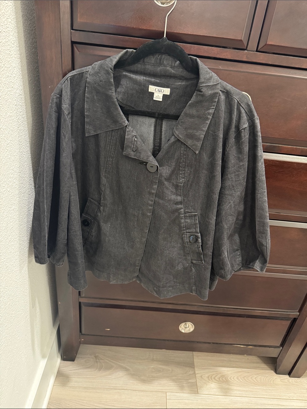 Cato Charcoal Gray Cropped Blazer Jacket